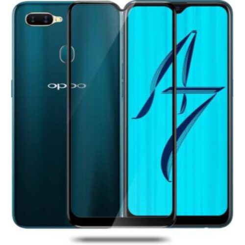 Oppo A7 Tempered Glass Screen Protector Full Glue Black 1