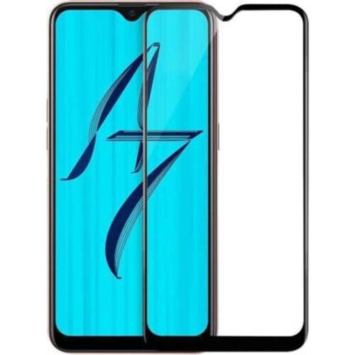 Oppo A7 Tempered Glass Screen Protector Full Glue Black 1