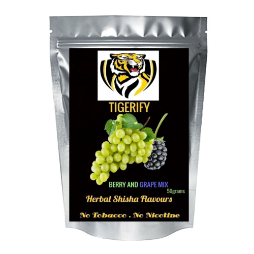 TIGERIFY Premium Quality Shisha Hookah Herbal BERRY AND GRAPE MIX Flavour 50grams