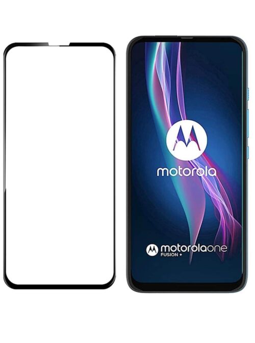 Tigerify Tempered Glass/Screen Protector for Motorola Moto One Fusion Plus (Black Color) Edge To Edge Full Screen Coverage and Full Glue 1