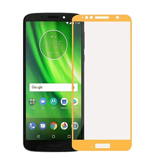 Tigerify Tempered Glass/Screen Protector for Moto G6 Play (Gold Color) Edge To Edge Full Screen Coverage and Full Glue 1
