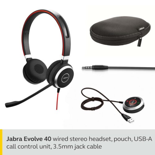 Jabra Evolve 40 UC Wired Over the Ear Headset with Mic (Black)w